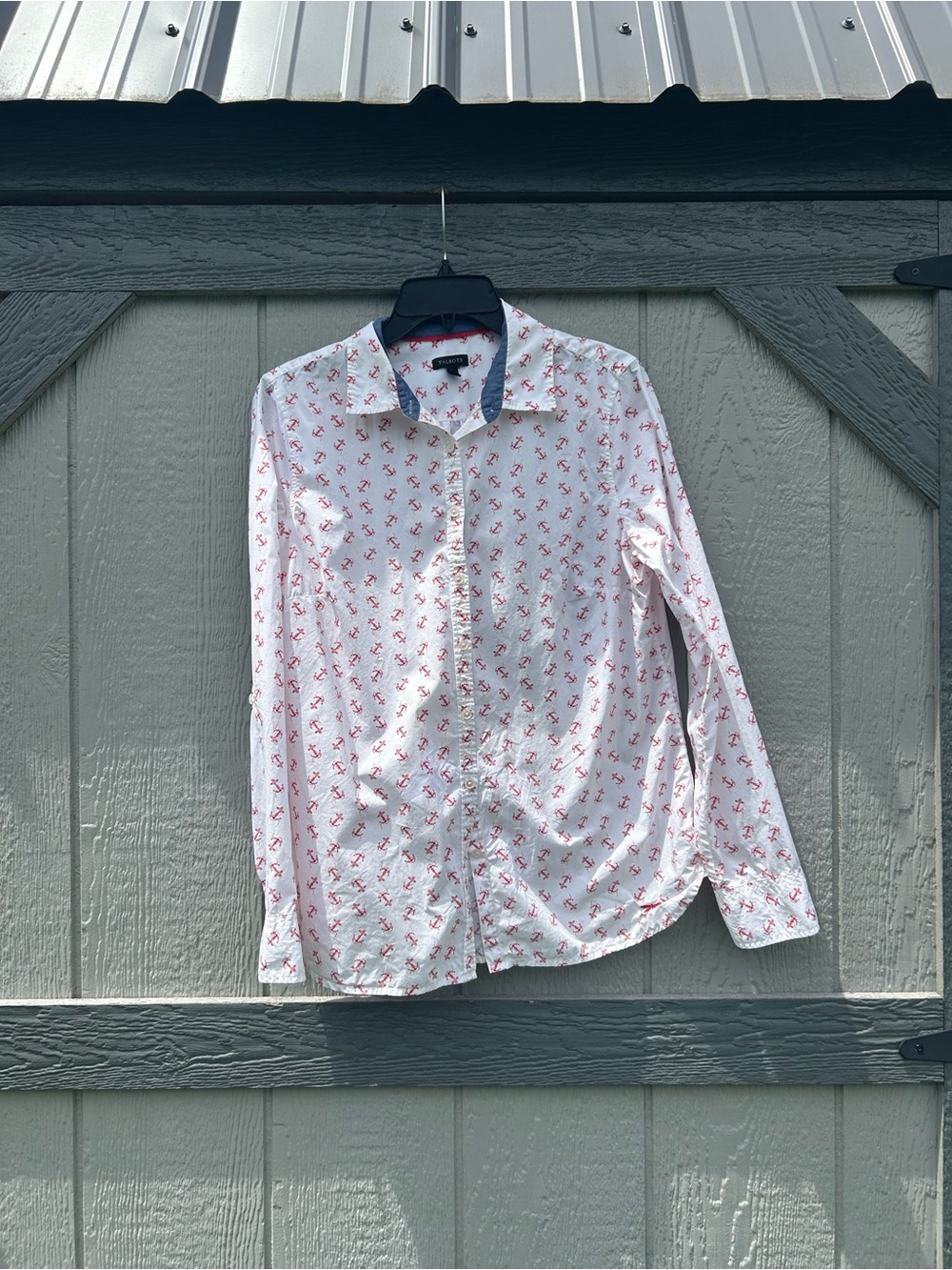 Talbots Ivory Nautical Anchor Print Button-Front Shirt – Women’s